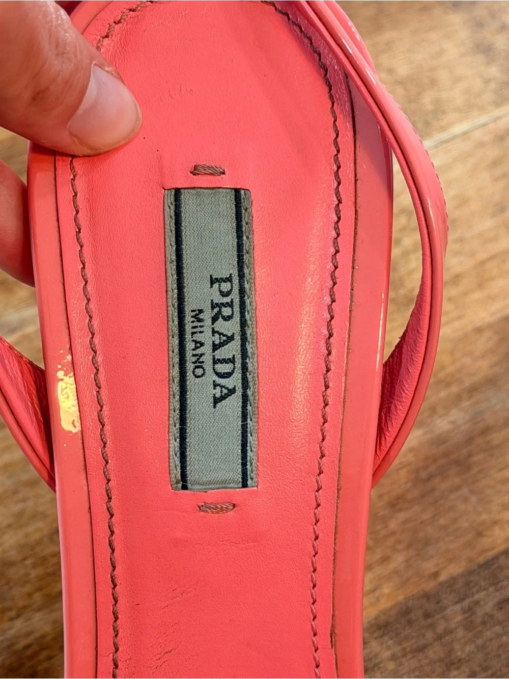 Prada Pink Patent Platform Sandals